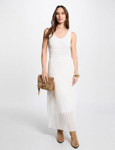 Robe tricot longue cintrée ivoire femme