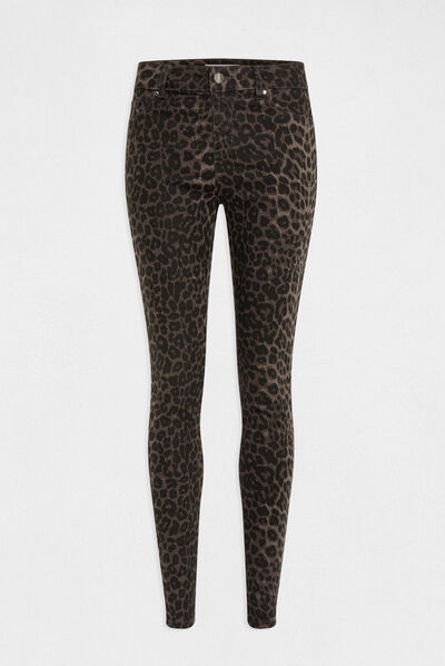 Jeans skinny imprimé léopard multico femme