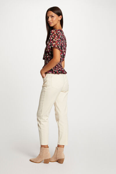 T-shirt manches courtes imprimé abstrait multico femme