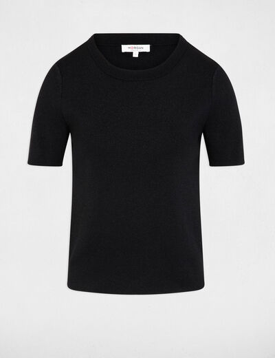 Pull col rond noir femme