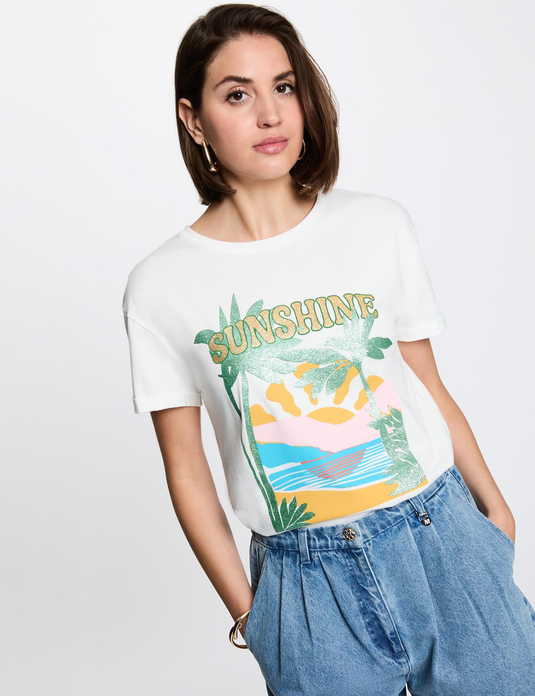 T shirt imprimé col rond femme