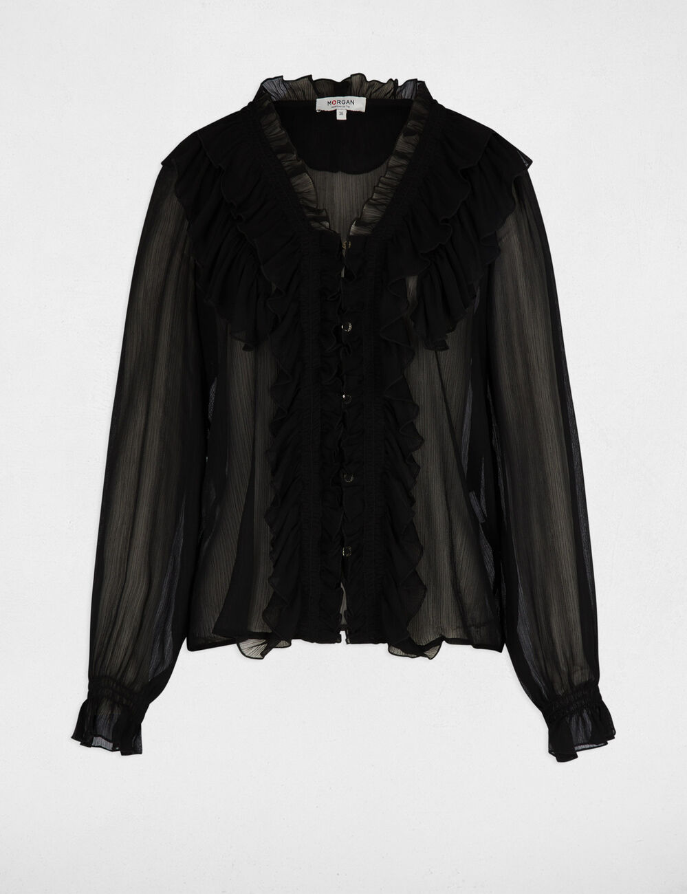 Chemise fluide col v noir femme