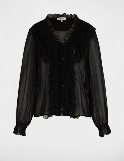 Chemise fluide col v noir femme