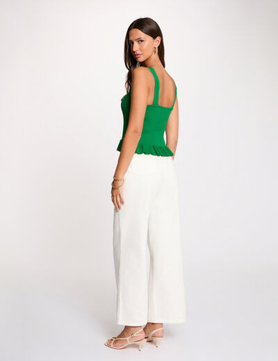 D&eacute;bardeur ajust&eacute; encolure carr&eacute;e vert prairie femme