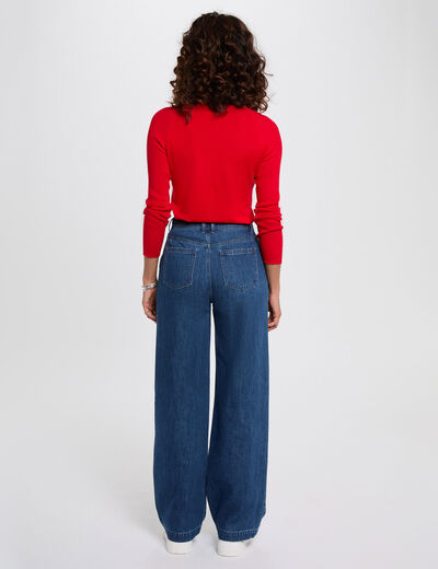 Pull ajust&eacute; col v rouge femme
