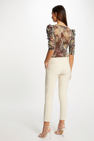 T-shirt manches 3/4 imprimé abstrait multico femme