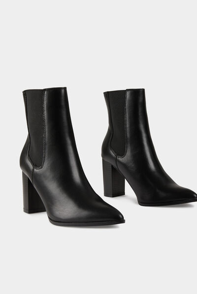 Bottines élastiquées à talons noir femme
