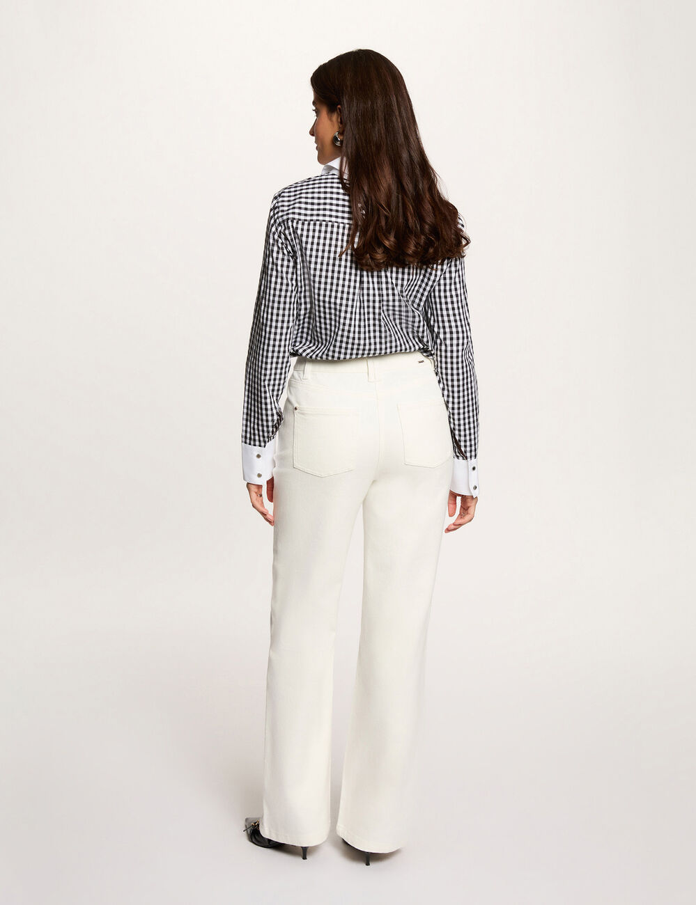Jean large 7/8 blanc femme