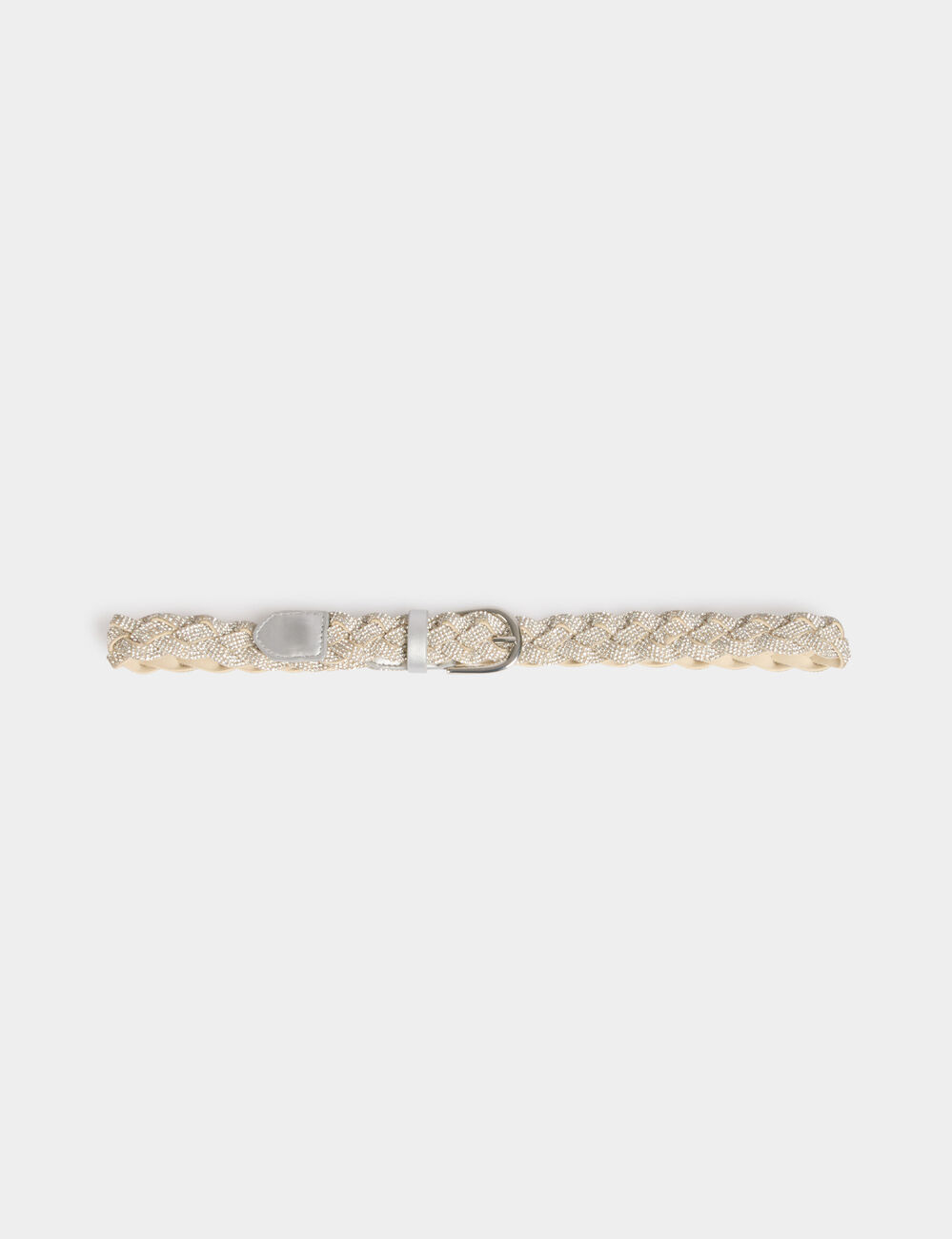 Ceinture tressée strass couleur argent femme