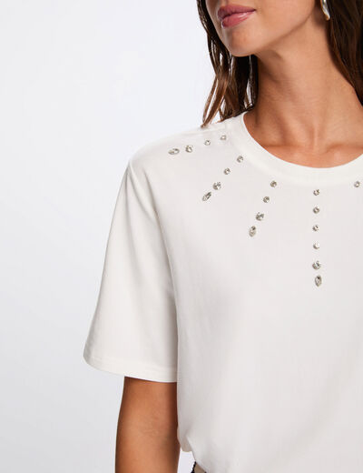 T-shirt droit manches courtes blanc femme