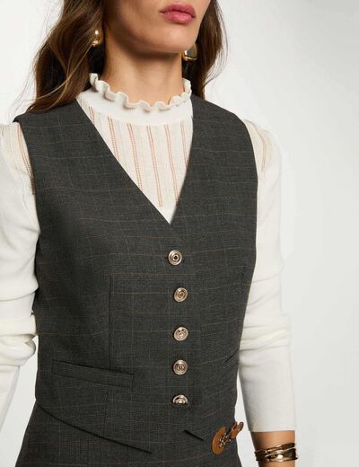 Gilet sans manches ajust&eacute; gris moyen femme