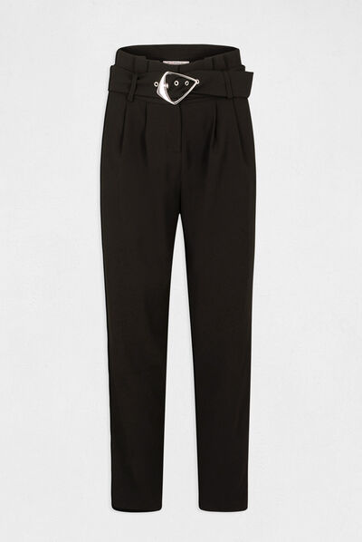 Pantalon paperbag 7/8ème noir femme