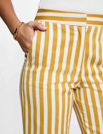 Pantalon taille haute large multicolore femme