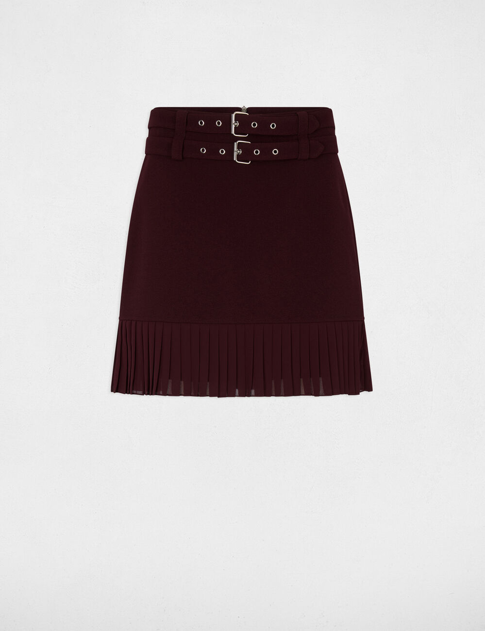 Jupe courte pliss&eacute;e prune femme