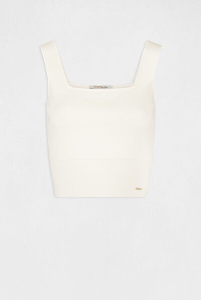 Débardeur pull bretelles larges ecru femme