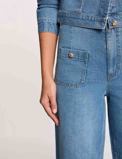 Jean large taille haute denim stone femme