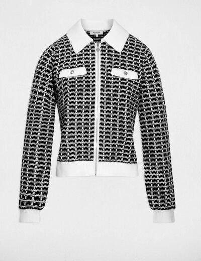 Veste jacquard chevron noir femme