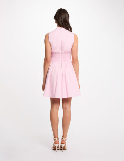 Robe courte col v rose femme