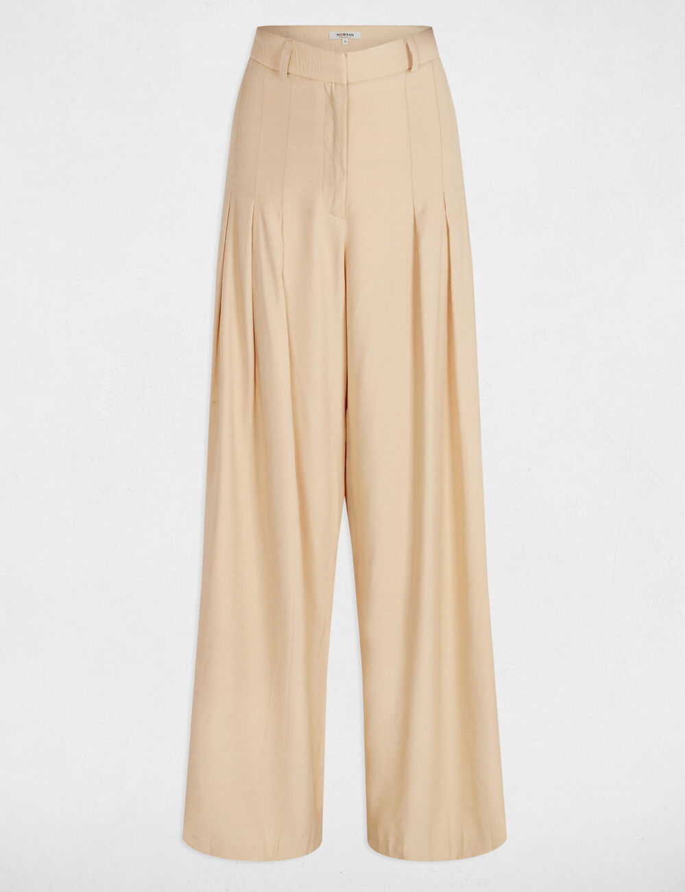 Pantalon large à pinces creme femme
