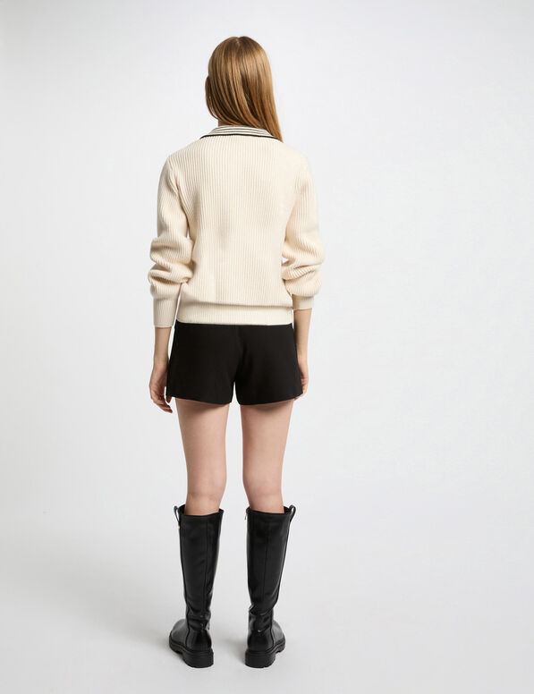 pull col en v a revers ivoire femme Pull col en V à revers ivoire femme