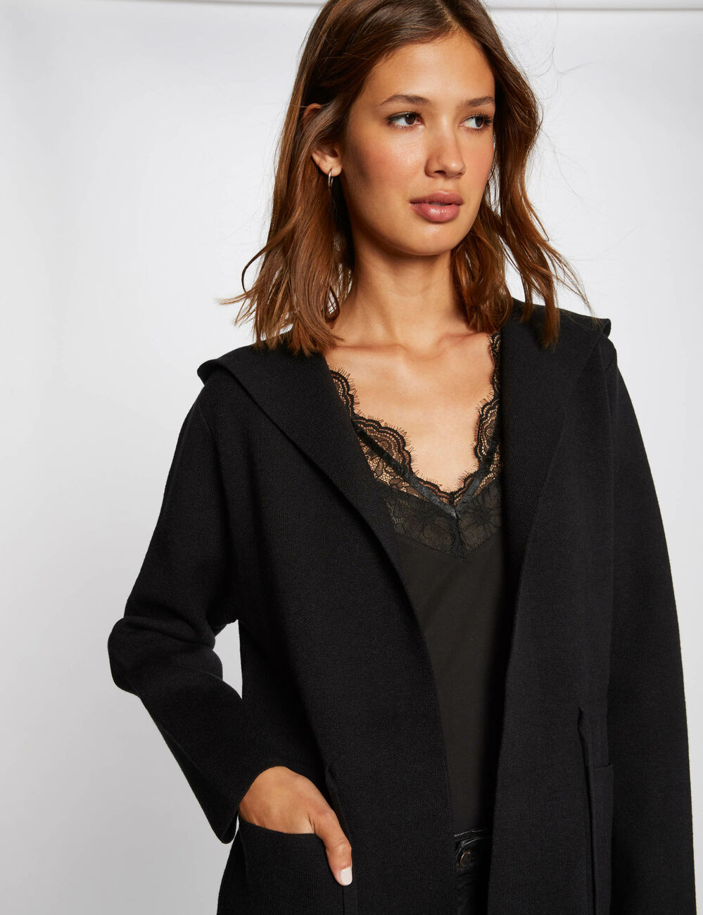 Gilet à Capuche Femme Cecil - Style Décontracté, Aspect Laine, Poches, Pour Tous Les Jours, Coupe Confortable