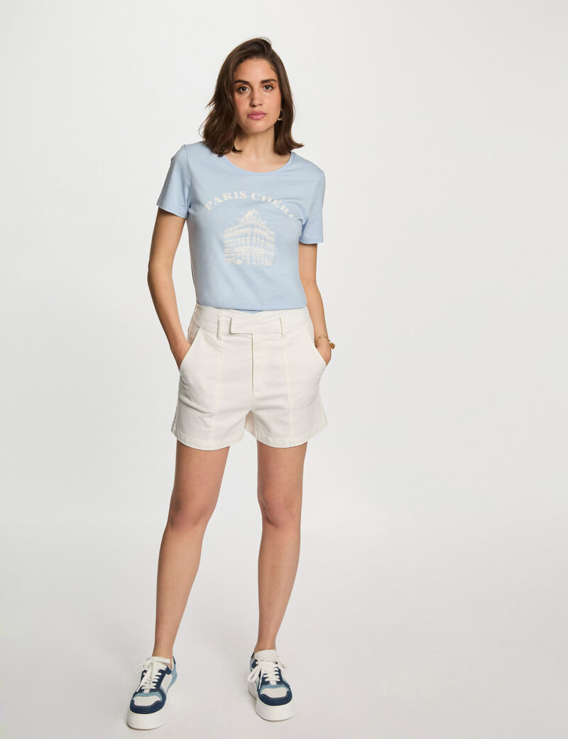t shirt a inscription bleu ciel femme T-shirt à inscription bleu ciel femme