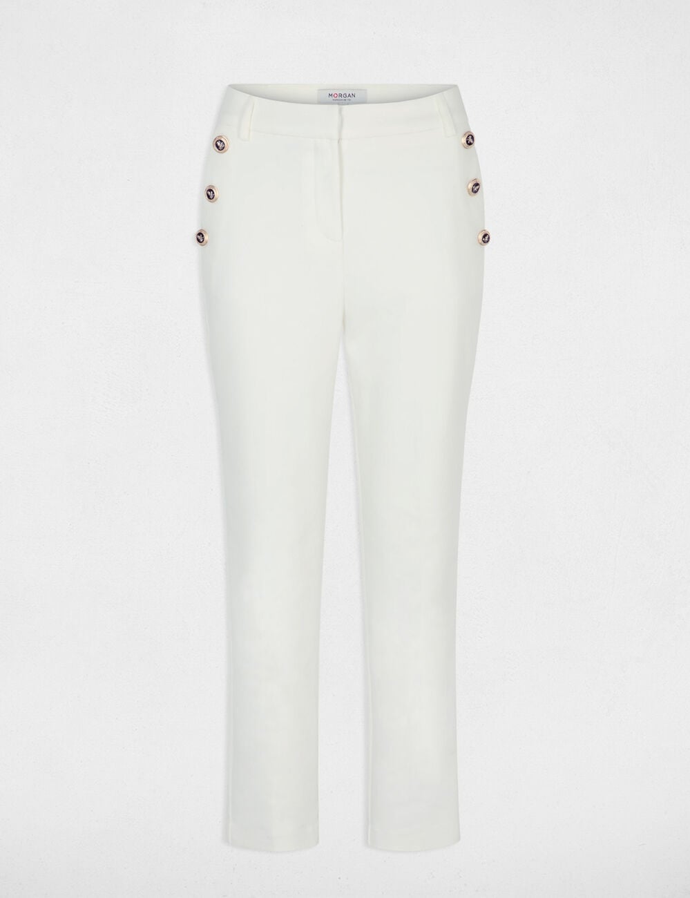 Pantalon slim uni blanc femme