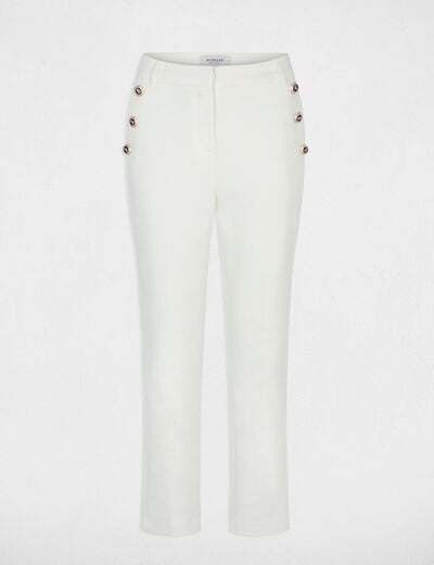 Pantalon slim uni blanc femme