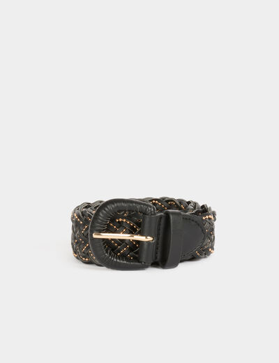 Ceinture tressée noir femme