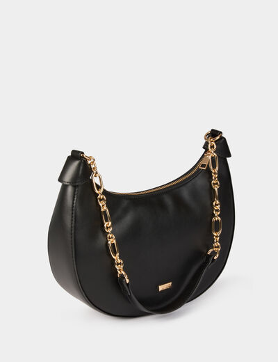 Sac demi-lune z&eacute;br&eacute; noir femme
