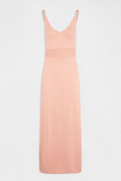 Robe pull longue ajustée à bretelles rose moyen femme