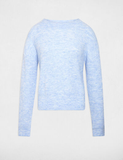 Pull col rond manches longues bleu ciel femme