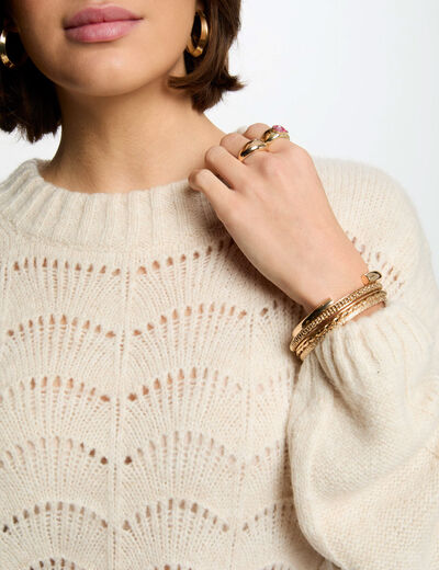 Pull manches longues ivoire femme
