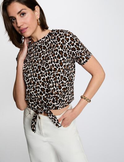 T-shirt droit cropped multicolore femme
