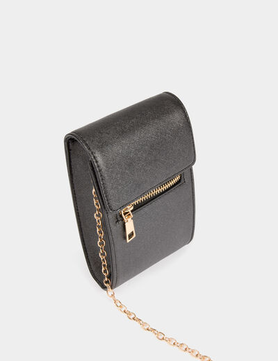Pochette en cuir noir femme
