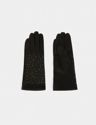 Gants avec strass noir femme