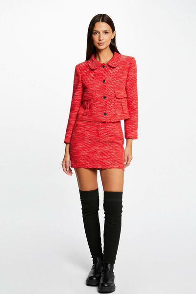 Jupe droite courte rouge femme