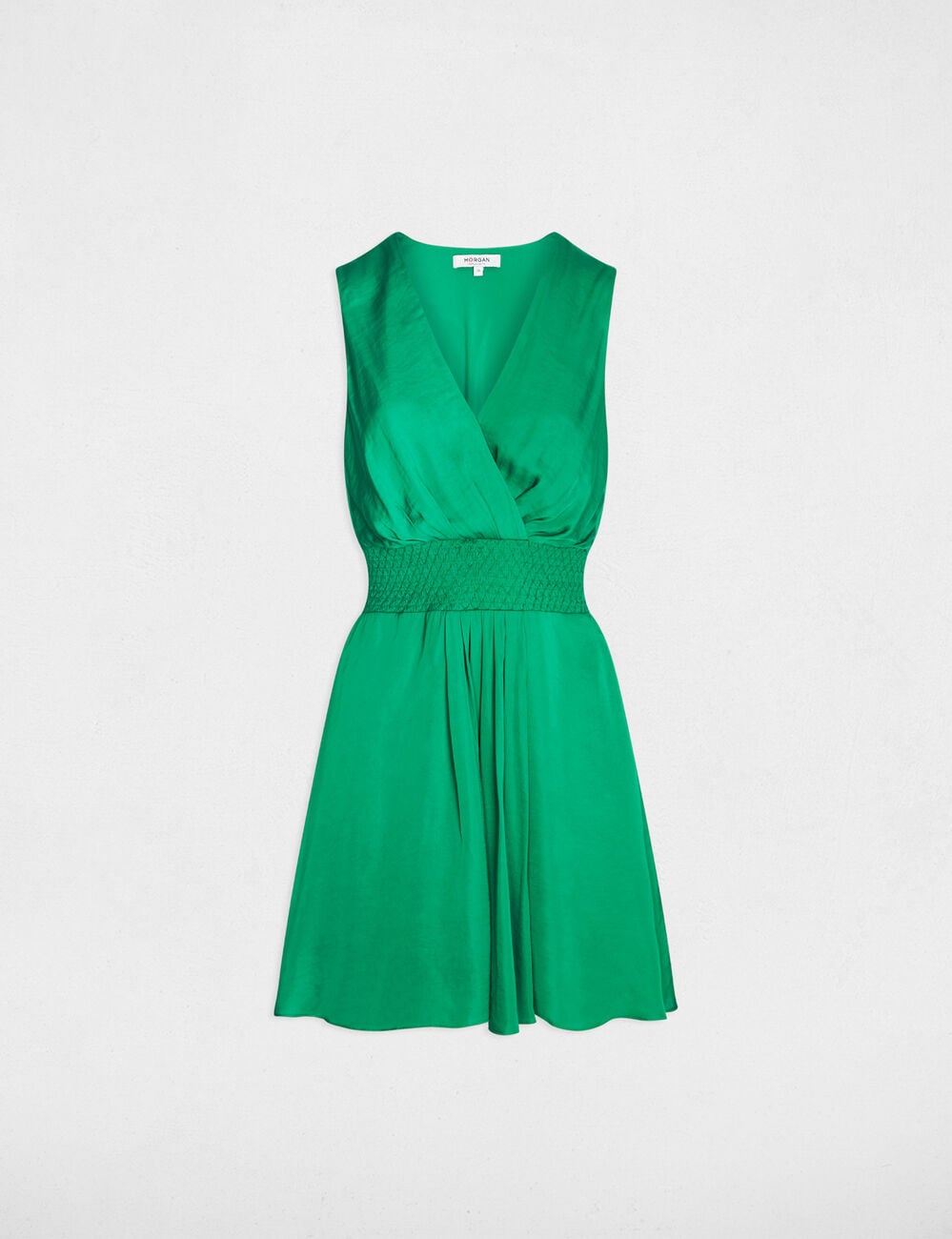 Robe courte cache coeur vert prairie femme
