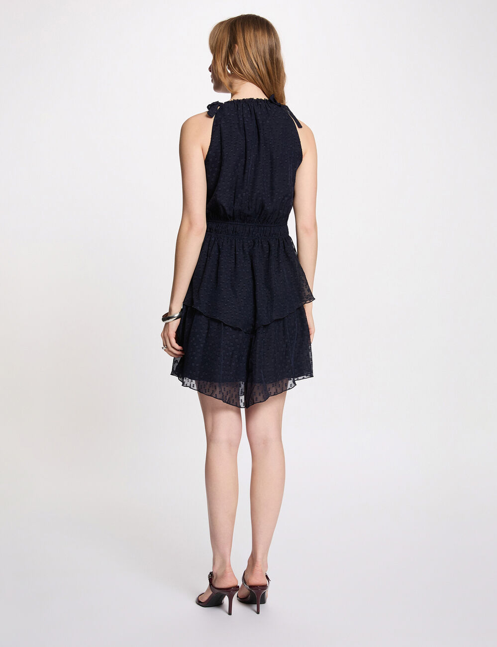 Robe voile fines bretelles bleu marine femme