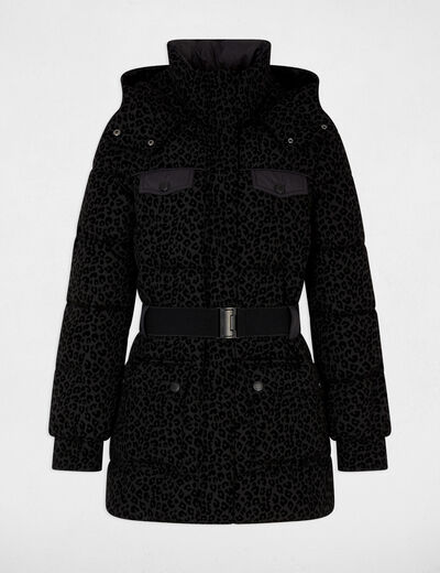 Doudoune ceintur&eacute;e noir femme