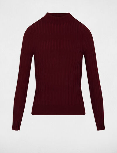 Pull col montant bordeaux femme
