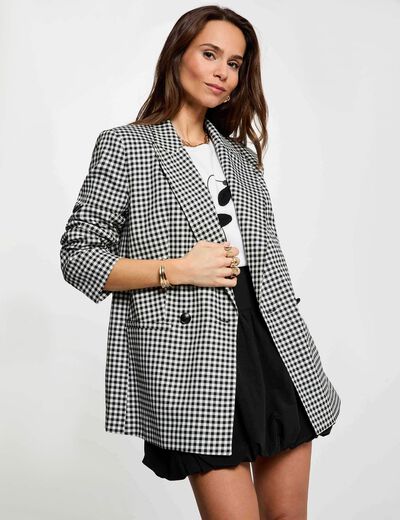 Blazer oversize col tailleur noir femme
