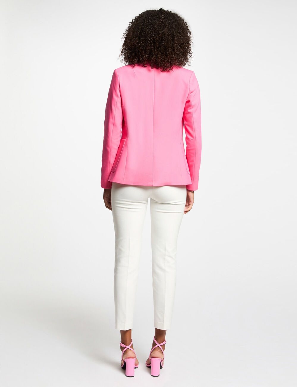 Blazer cintré boutonné rose femme