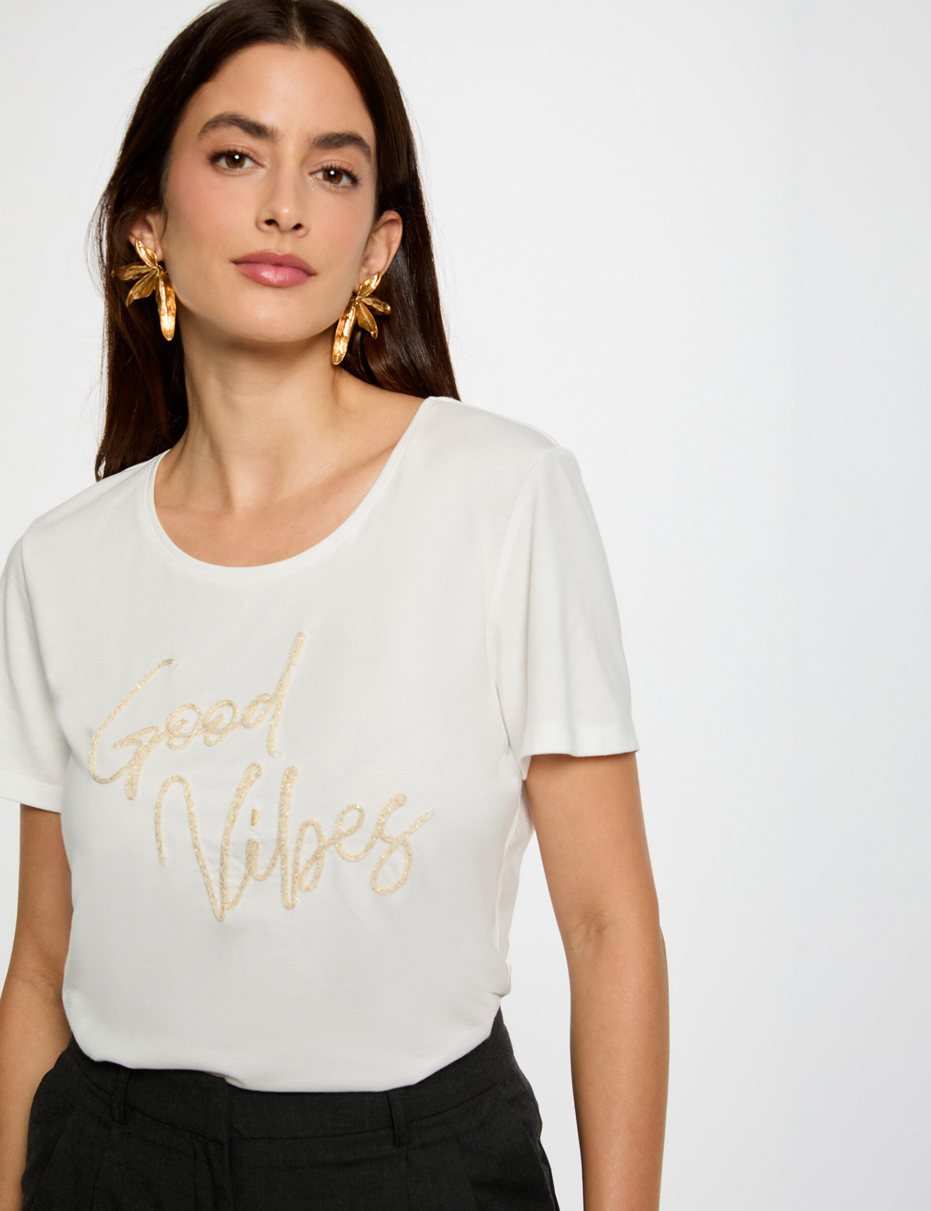 T shirt droit inscription femme