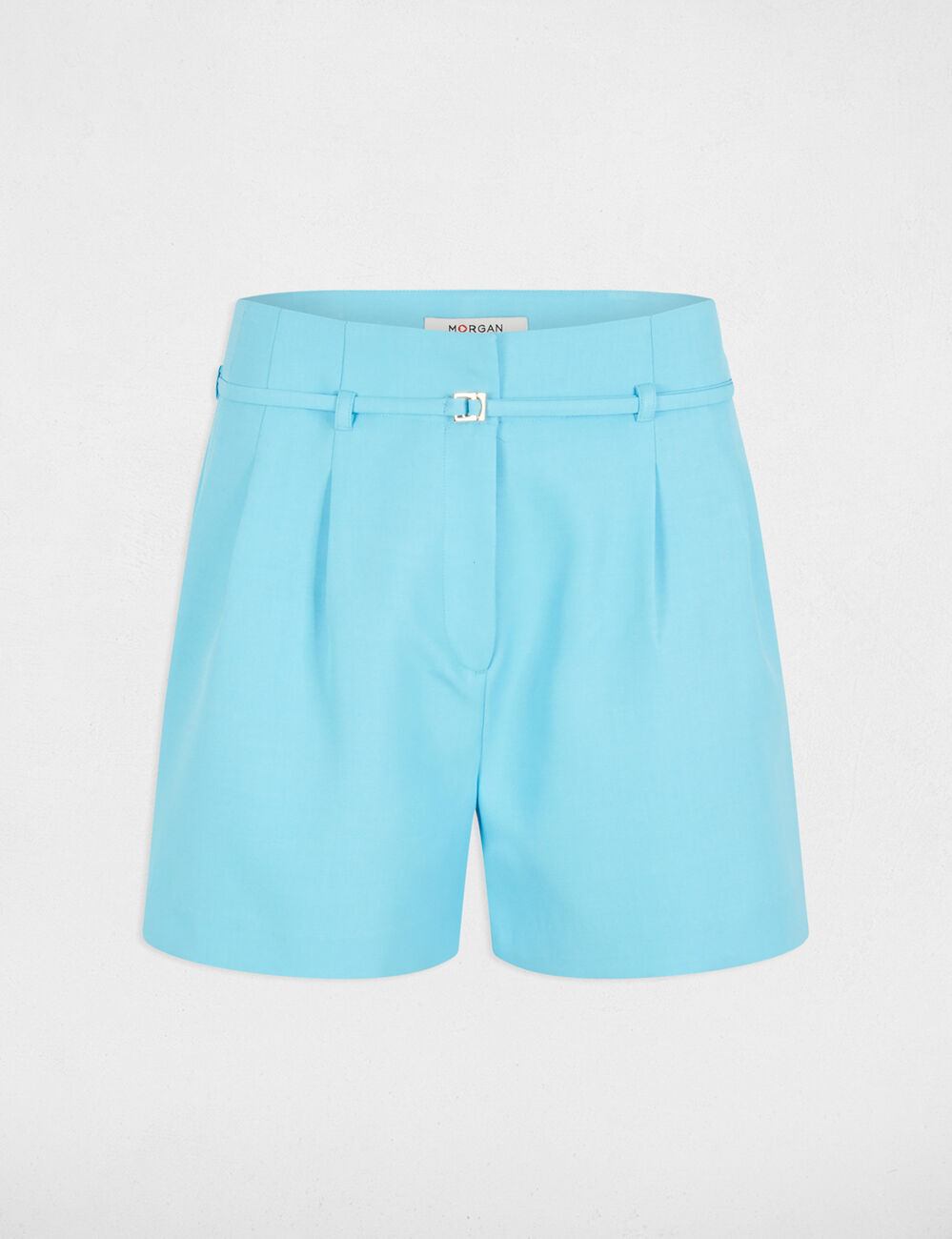 Short taille haute fluide bleu ciel femme
