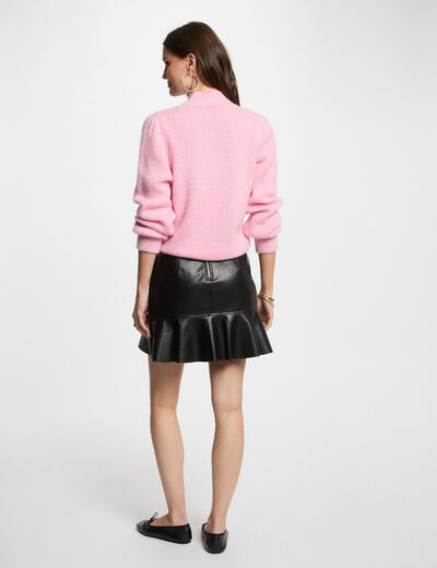 Jupe courte simili cuir noir femme