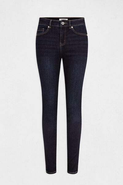 Jeans slim avec bandes strass jean brut femme