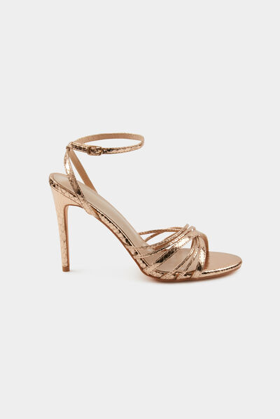 Sandales à talons avec brides rose femme