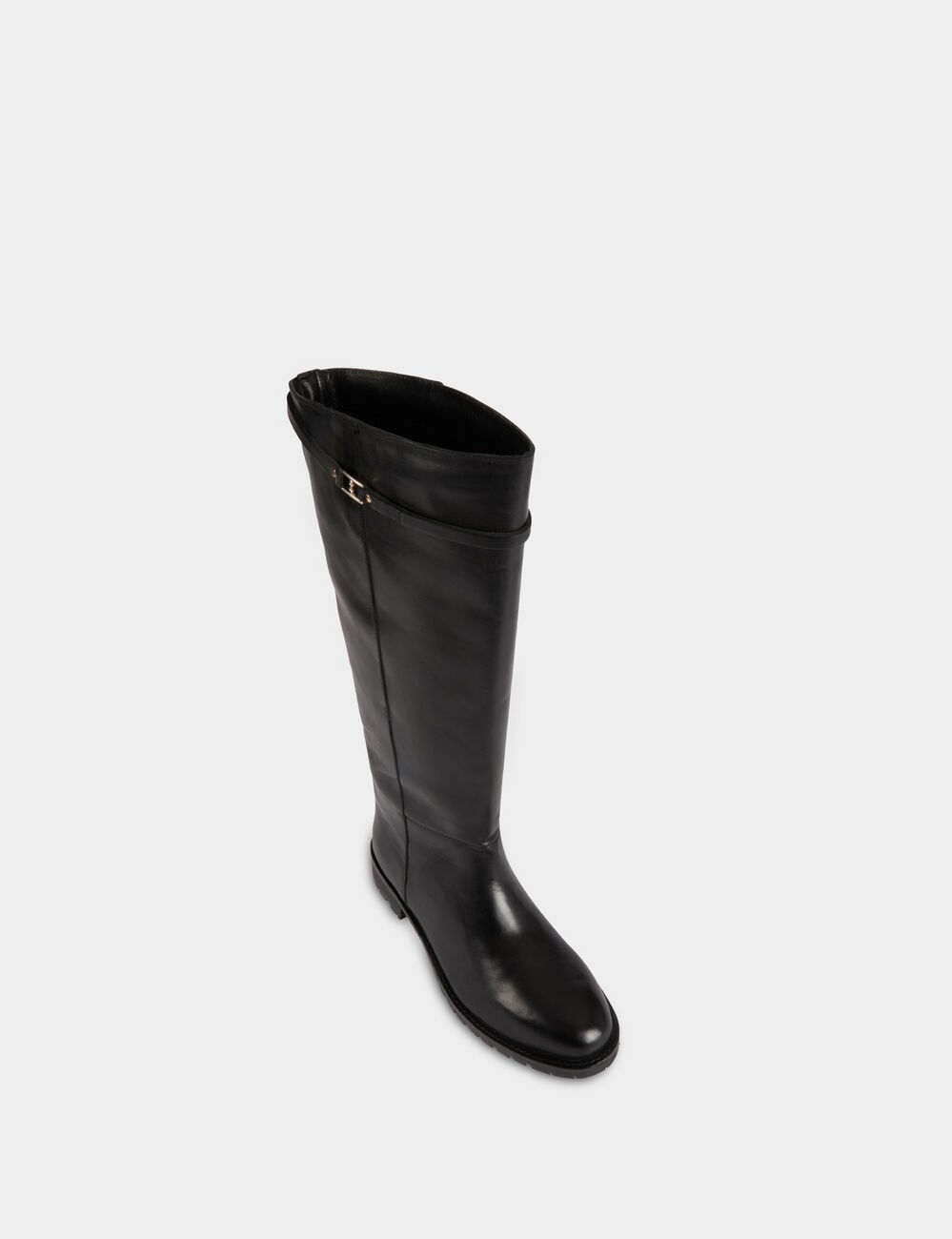 Botte cavali&egrave;re en cuir noir femme