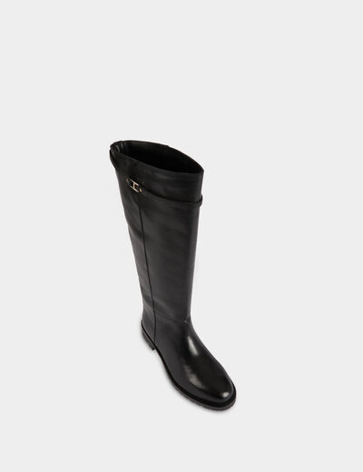 Botte cavali&egrave;re en cuir noir femme